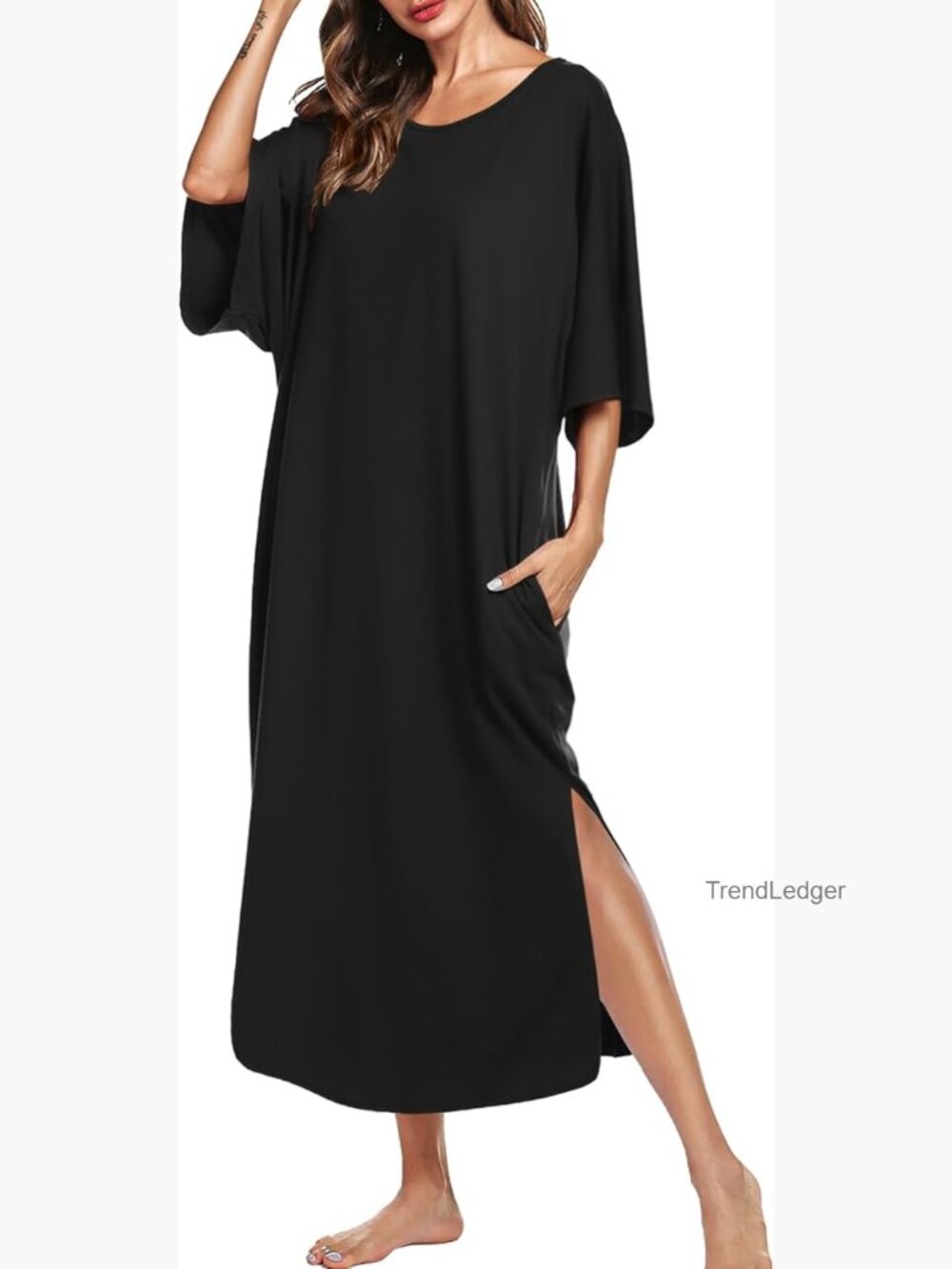 Soft Oversized Sleepshirt with Pockets Lounge Dress